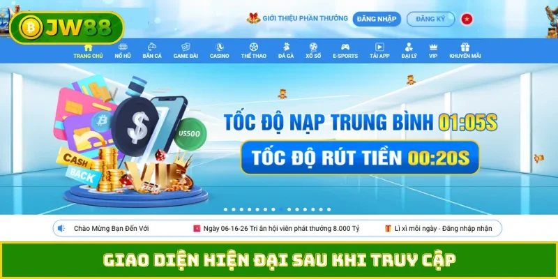 Giao diện hiện đại sau khi truy cập